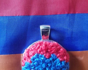 Embroidery necklaces, armenian flag,unique pendant,3 color,red,blue,orange,handmade jewelry