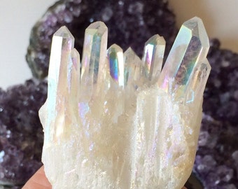 Angel Aura Quartz Crystal Cluster, Gemstone, Mineral New Age Metaphysical Reiki Healing