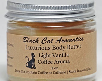 Body Butter, Light Vanilla Coffee Aroma, Luxurious Massage Body Butter, Hand Moisturizer, Body Moisturizer, All Natural, Chemical Free, 2 oz