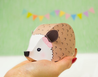 DIY Woodland Favor Boxes, Hedgehog Gift Box, Printable Woodland Baby Shower Party Favors, Printable PDF Gift Boxes, Instant Download