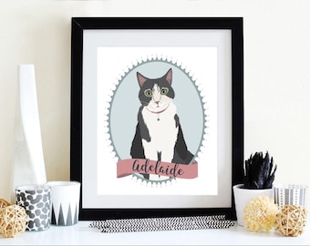 Custom Cat Portrait Illustration Custom Pet Portrait Cat Portrait Custom Illustrated Cat Portrait Personalized Pet Memorial Cat Memorial