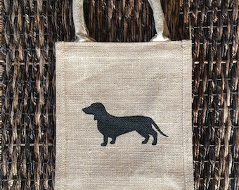 Dachshund Burlap Tote Bag