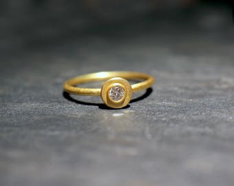 Ring Gold 22k diamond stacking ring Engagement Solitaire