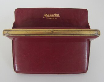Vintage Maggylux France cigarettes leather case, Vintage Luxury Burgundy cigarettes leather case