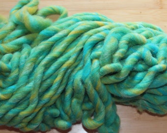 Bulky Art Yarn 94g Cotswold 21 yards Turquoise and Green Blend Hand Spun