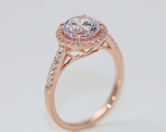 rose gold engagement ring 2 4 ctw round halo engagement ring size 11 promise ring