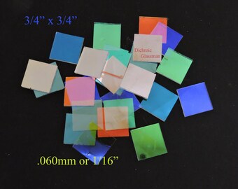 Optical Dichroic Borosilicate Glass .060mm Scientific Stained Glass Craft ... 100 pcs variety of colors