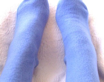 Warm Fleece Socks for Women, Boot Socks, Fleece Bed Socks, Women's Warm Socks, Handmade Gifts under 10.00, Light Blue Fleece Socks