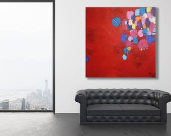 Large Red Abstract Painting / Modern Art / Abstract Art / Contemporary Art / Red Painting / Red Modern Art / Extra Large Red Painting