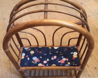 Vintage fabric with rattan shelf