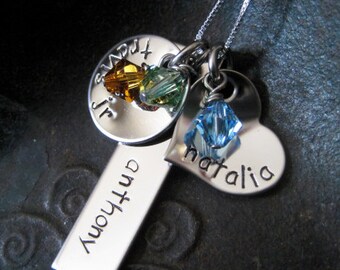 Stamped Jewelry - Family Necklace - Mothers Necklace - Mommy Necklace - Grandmas Necklace - Personalized Necklace