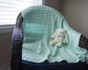 Hand Knit Baby Blanket - Baby Afghan