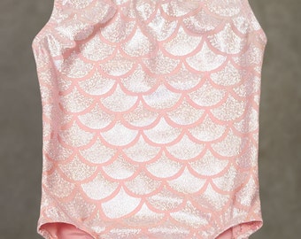 Gymnastics Leotards | Dance Leotards - Pink Coral Mermaid leotard for toddler girls sizes 18 months, 2T,3T,4,5,6,7,8,10,12