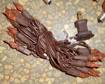 Primitive Handcrafted Grubby Silicone Maple Syrup Color Scented Light Strand 20 Count Bulbs