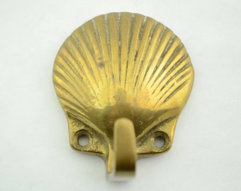 Vintage Brass Seashell Hook, Brass Home Decor, Brass Sea Shell