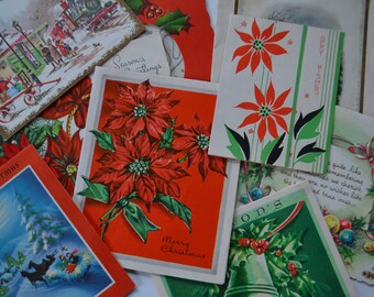 Vintage Retro Used Assorted Holiday Christmas Greeting Cards Stationary Ephemera Lot of 10