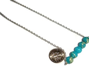 Gemstone Bar necklace Blue Jasper Ocean Jasper Gem necklace Bar necklace layer necklace Gemstone necklace blue and white gift for her simple