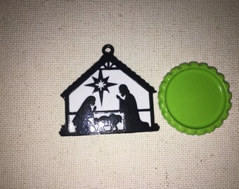 Nativity Scene Baby Jesus Enamel Pendant for Chunky Necklaces, bubble gum necklace pendants