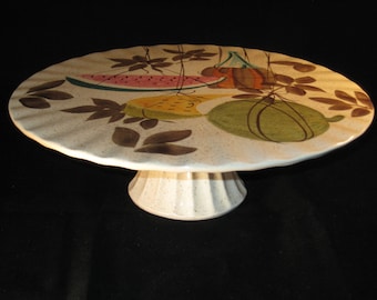 Red Wing Tampico hand painted cake stand/pedestal by Charles Murphy