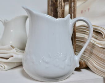 French Large Porcelain White Pitcher - French Farmhouse Kitchen