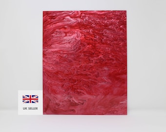 3mm Red and white marble acrylic perspex with glitter 600x370mm