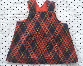 Vintage Plaid Swing Top Jumper Girls Sz 12 24 2T
