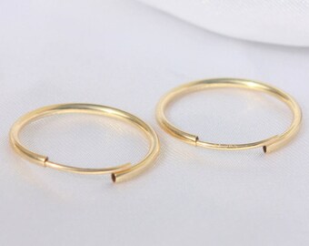 small gold hoop earrings - Beauty Gift - 14K Gold Thin Continuous Endless Hoop Earrings, 9 - 33mm (1mm Tube)