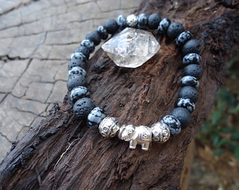 Snow quartz bracelet with vólcanica stone