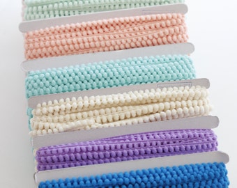 Baby Pom Pom Trim- 3 yards choose your color: aqua, pink, ivory, white, yellow