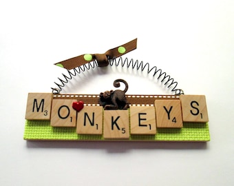Monkey Love Monkeys Scrabble Tile Ornament