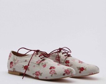 Oxford shoes women Handmade leather oxford shoes Leather oxfords Floral shoes Womens Floral shoes Womens oxfords Flats Womens flat shoes