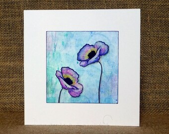 handmade card, blank card, birthday card, flower card, poppy card, thank you card