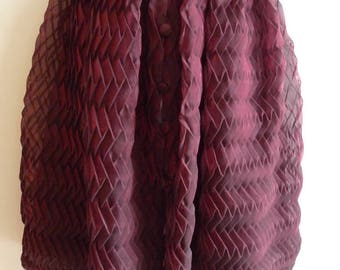 Koji Tatsuno pleat textured silk button through skirt with belt