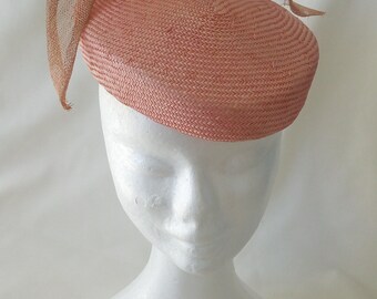 Apricot straw fascinator