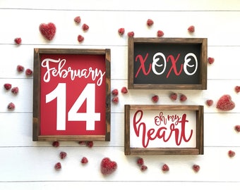 Set of 3 Pink or Red Valentine's signs. Three Valentine's wood sign. Valentine decor. Farmhouse style decor. Farmhouse decor. Holiday decor.