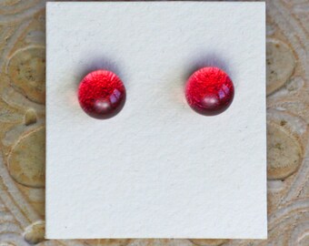 Dichroic Glass Earrings, Fuscia Pink DGE-1288