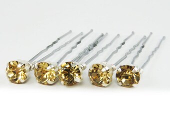 Ivory Rhinestone Hair Pins - Ivory Crystal Hair Pins, Ivory Jeweled Hair Pins, Ivory Wedding Hair Pins, Ivory Hair Accessories - 7mm/5 qty