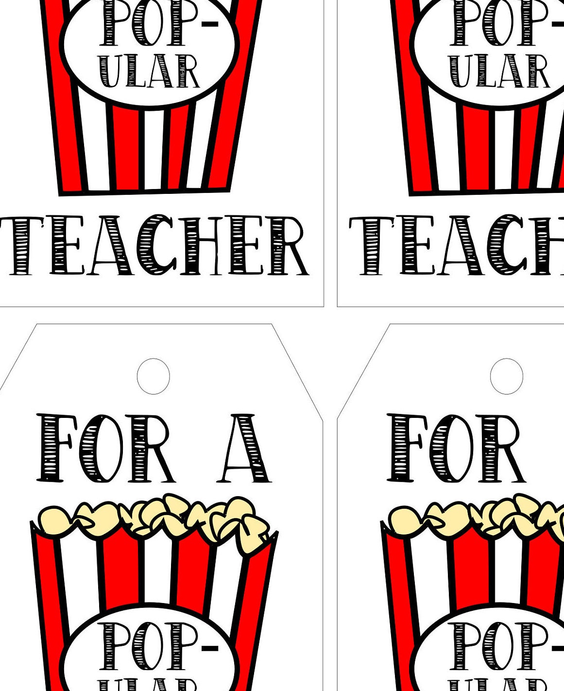 teacher popcorn tag, popcorn gift tags, Teacher gift, end ... teacher popcorn tag, popcorn gift tags, Teacher gift, end ...