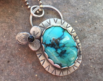 Turquoise Onyx Sterling Silver Necklace