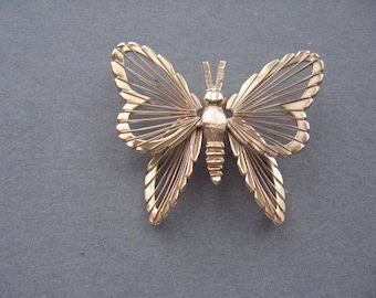 Vintage Monet Gold Filigree Butterfly Brooch Pin