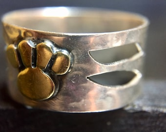 Vintage Native American Sterling Silver Bear Paw Ring #292