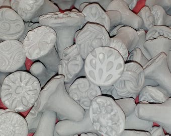 15 Assorted BISQUE texture STAMPS for CLAY, pmc, fimo, and more! Different sizes, shapes and designs. Variety Pack.
