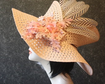 Pink Kentucky Derby Hat, Derby Hat, Garden Party Hat, Tea Party Hat, Easter Hat, Church Hat, Wedding Hat, Downton Abbey Pink Hat 070