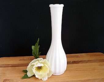 Vintage CLG Co Fluted Milk Glass Tall Vase