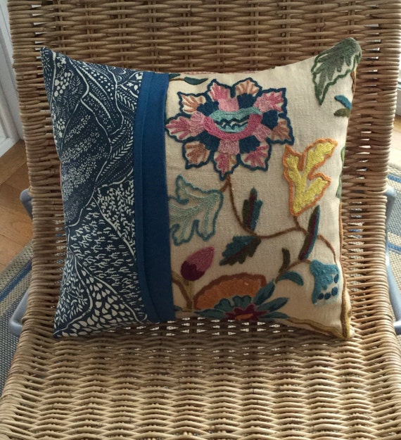 Items similar to Embroidered Flower Accent Pillow on Etsy