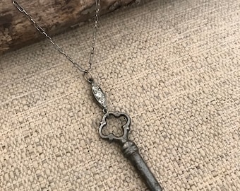 Delicate Vintage Skeleton Key - Art Deco on Sterling Silver