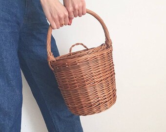 Jane Birkin Style Basket, Birkin Basket M, Round Wicker Basket with Lid, Medium Round Willow Basket, Round Basket, Basket Purse,Basket Bag