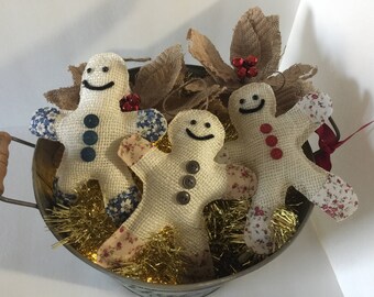 Burlap gingerbread man Christmas Ornament