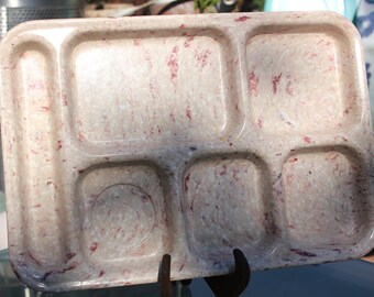 1950's - 1970's Texas Ware / Dallas Ware Confetti / Splatter Cafeteria Style Tray Pink / Orange / Red - Very Good Condition