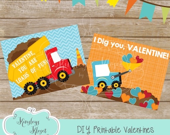 I Dig You Valentine Tag Printable Valentine Tag Digital File Construction valentines